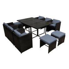 Load image into Gallery viewer, Gardeon Outdoor Dining Set 11 Piece Wicker Table Chairs Setting Black
