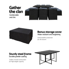 Load image into Gallery viewer, Gardeon Outdoor Dining Set 11 Piece Wicker Table Chairs Setting Black
