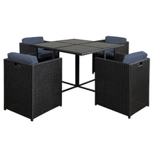 Load image into Gallery viewer, Gardeon Outdoor Dining Set 5 Piece Wicker Table Chairs Setting Black
