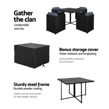 Load image into Gallery viewer, Gardeon Outdoor Dining Set 5 Piece Wicker Table Chairs Setting Black

