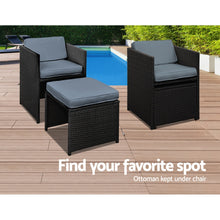 Load image into Gallery viewer, Gardeon Outdoor Dining Set 9 Piece Wicker Table Chairs Setting Black
