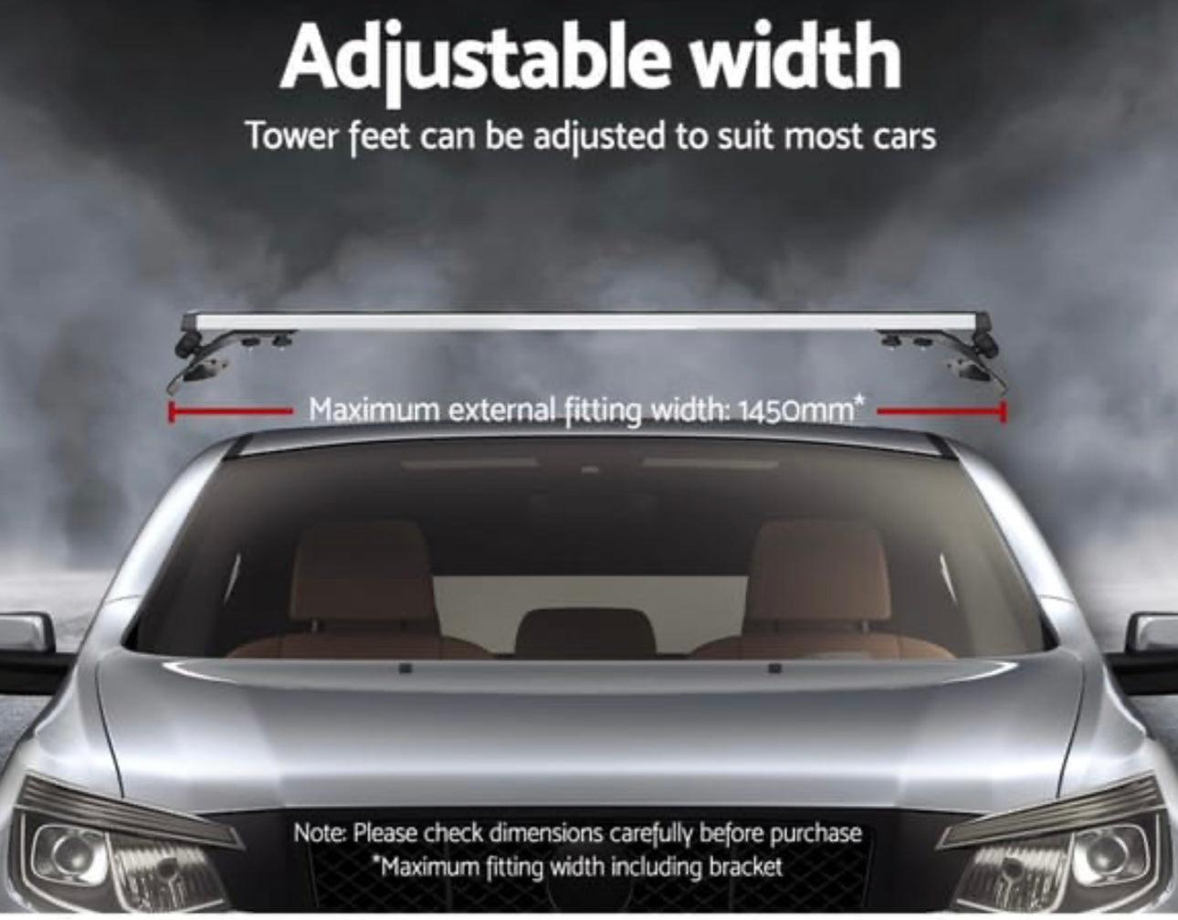 Universal Car Roof Racks Pod Aluminium Cross Bars 137cm Silver Adjustable with Mounting Brackets