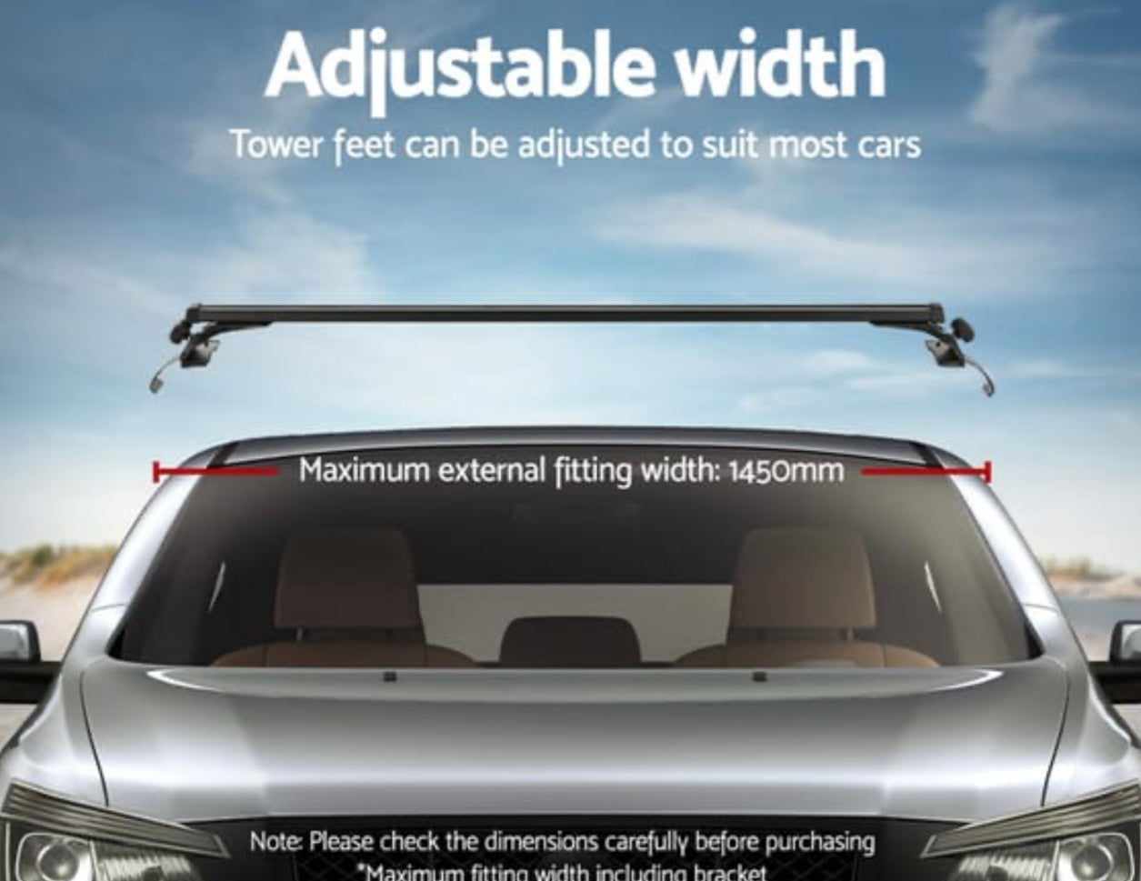 Universal Car Roof Racks Pod Aluminium Cross Bars 137cm Black  Adjustable with Mounting Brackets