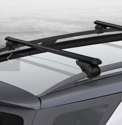 Universal Aluminium Car Roof Rack Cross Bars 130cm Adjustable Black for Raised Roof Rails 90kg Load Capacity