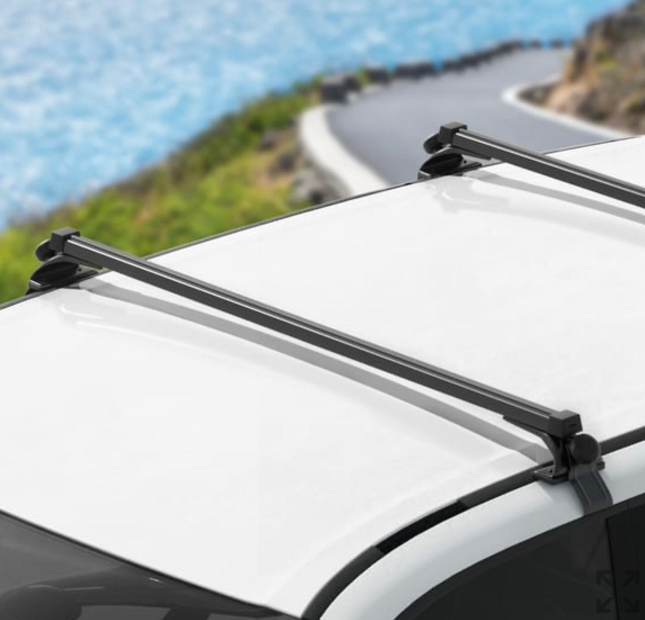Universal Car Roof Racks Pod Aluminium Cross Bars 137cm Black  Adjustable with Mounting Brackets