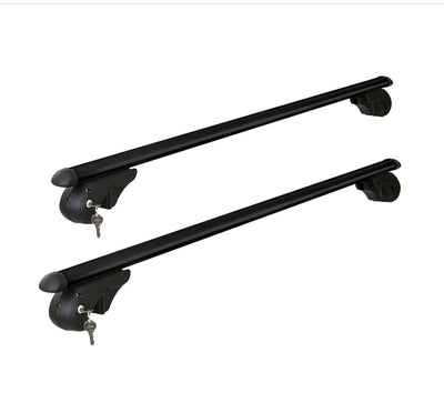 Universal Aluminium Car Roof Rack Cross Bars 130cm Adjustable Black for Raised Roof Rails 90kg Load Capacity