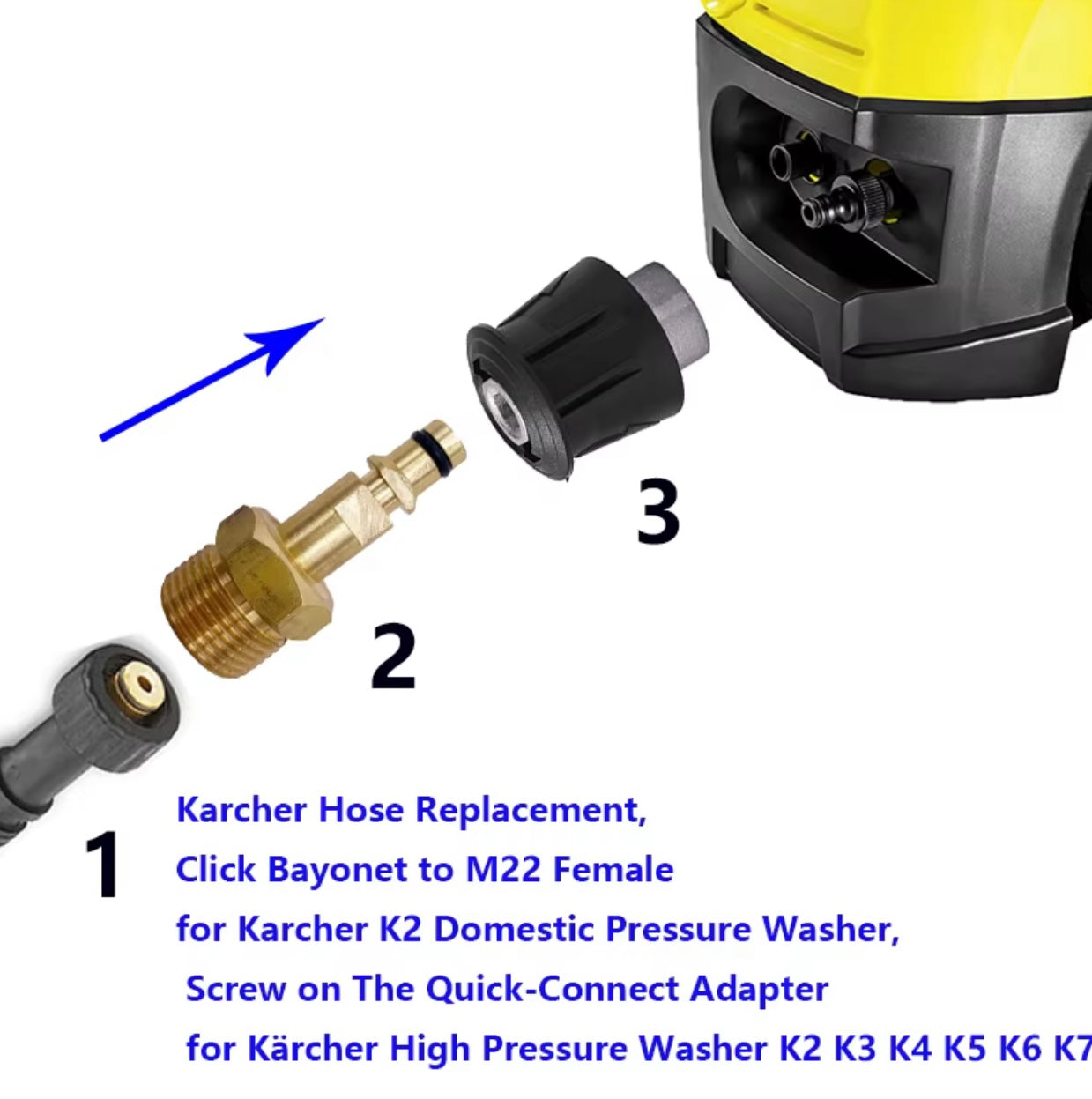 Pressure Washer Adapter for Kärcher K2 K3 K4 K5 K6 K7 – Quick Connect Fitting Set