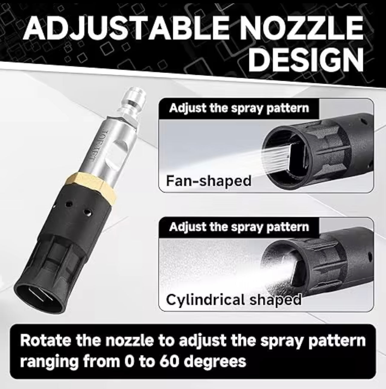Soft Wash Nozzle 6000 PSI Twist Spray Tip 7–12 GPM Downstream