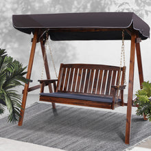 Load image into Gallery viewer, Gardeon Wooden Swing Chair Garden Bench Canopy 3 Seater Outdoor Furniture
