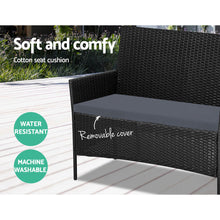 Load image into Gallery viewer, Gardeon 4 Seater Outdoor Sofa Set Wicker Setting Table Chair Furniture Black
