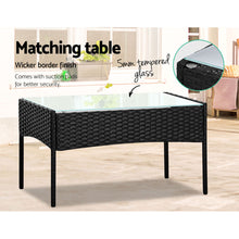 Load image into Gallery viewer, Gardeon 4 Seater Outdoor Sofa Set Wicker Setting Table Chair Furniture Black
