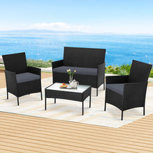 Load image into Gallery viewer, Gardeon 4 Seater Outdoor Sofa Set Wicker Setting Table Chair Furniture Black
