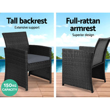 Load image into Gallery viewer, Gardeon 4 PCS Outdoor Sofa Set Rattan Chair Table Setting Garden Furniture Black
