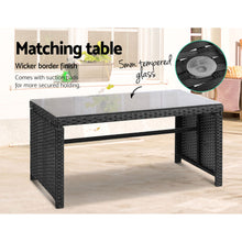 Load image into Gallery viewer, Gardeon 4 PCS Outdoor Sofa Set Rattan Chair Table Setting Garden Furniture Black
