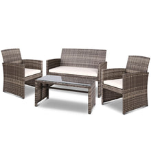 Load image into Gallery viewer, Gardeon 4 PCS Outdoor Sofa Set Rattan Chair Table Setting Garden Furniture Grey
