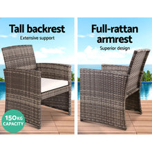 Load image into Gallery viewer, Gardeon 4 PCS Outdoor Sofa Set Rattan Chair Table Setting Garden Furniture Grey
