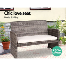 Load image into Gallery viewer, Gardeon 4 PCS Outdoor Sofa Set with Storage Cover Rattan Chair Furniture Grey
