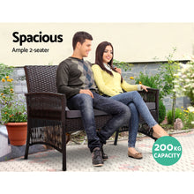 Load image into Gallery viewer, Gardeon 4PCS Outdoor Sofa Set Wicker Harp Chair Table Garden Furniture Black
