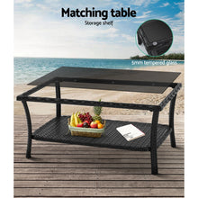 Load image into Gallery viewer, Gardeon 4PCS Outdoor Sofa Set Wicker Harp Chair Table Garden Furniture Black
