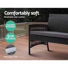 Load image into Gallery viewer, Gardeon 4PCS Outdoor Sofa Set Wicker Harp Chair Table Garden Furniture Black
