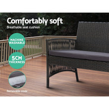 Load image into Gallery viewer, Gardeon 4PCS Outdoor Sofa Set Wicker Harp Chair Table Garden Furniture Grey
