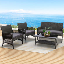 Load image into Gallery viewer, Gardeon 4PCS Outdoor Sofa Set Wicker Harp Chair Table Garden Furniture Grey
