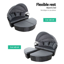 Load image into Gallery viewer, Gardeon Sun Lounge Setting Wicker Lounger Day Bed Outdoor Furniture Patio Black
