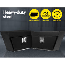 Load image into Gallery viewer, Giantz Black Under Tray Tool Box Pair Set Ute Steel Toolbox Trailer Underbody
