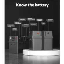 Load image into Gallery viewer, Giantz Battery Box 300W Inverter Deep Cycle Battery Portable Caravan Camping USB
