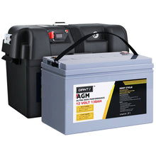 Load image into Gallery viewer, GIANTZ 130Ah Deep Cycle Battery &amp; Battery Box 12V AGM Marine Sealed Power Solar
