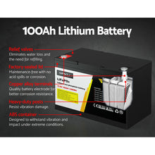 Load image into Gallery viewer, Giantz 12V 100Ah Lithium Battery LiFePO4 Deep Cycle Box Solar Caravan Camping
