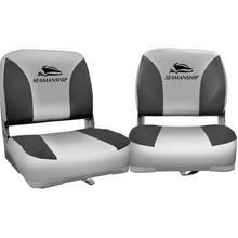 Load image into Gallery viewer, Seamanship 2X Folding Boat Seats Marine Swivel Low Back 13cm Padding Charcoal

