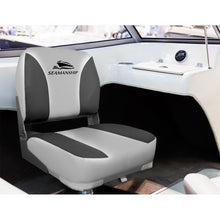 Load image into Gallery viewer, Seamanship 2X Folding Boat Seats Marine Swivel Low Back 13cm Padding Charcoal
