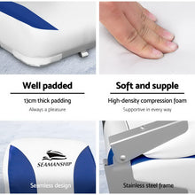 Load image into Gallery viewer, Seamanship 2X Folding Boat Seats Marine Swivel Low Back 13cm Padding White Blue
