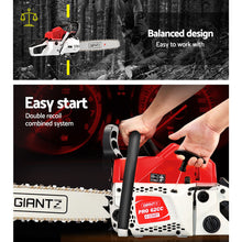 Load image into Gallery viewer, Giantz 62CC Commercial Petrol Chainsaw - Red &amp; White
