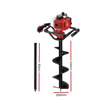 Load image into Gallery viewer, Giantz 92CC Post Hole Digger 300mm Petrol Drill Extension Bits Auger
