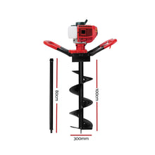 Load image into Gallery viewer, Giantz 66CC Post Hole Digger 300mm Petrol Drill Extension Auger Bits
