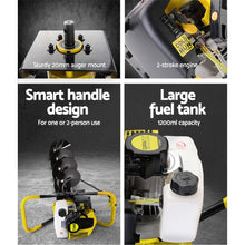 Load image into Gallery viewer, Giantz 80CC Post Hole Digger 300mm Petrol Drill Auger Extension Bits
