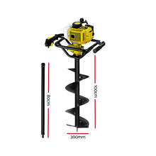 Load image into Gallery viewer, Giantz 92CC Post Hole Digger 300mm Petrol Drill Auger Extension Bits

