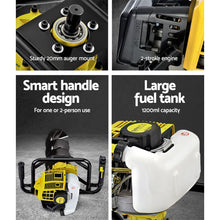 Load image into Gallery viewer, Giantz 92CC Post Hole Digger Petrol Drill Auger Extension Bits
