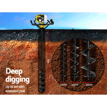 Load image into Gallery viewer, Giantz 92CC Post Hole Digger Petrol Drill Auger Extension Bits

