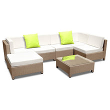 Load image into Gallery viewer, Gardeon 7 Piece PE Wicker Outdoor Furniture Set - Brown
