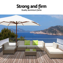 Load image into Gallery viewer, Gardeon 7 Piece PE Wicker Outdoor Furniture Set - Brown

