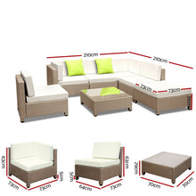 Load image into Gallery viewer, Gardeon 7 Piece PE Wicker Outdoor Furniture Set - Brown
