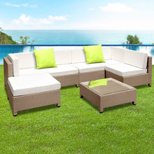 Load image into Gallery viewer, Gardeon 7 Piece PE Wicker Outdoor Furniture Set - Brown
