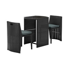 Load image into Gallery viewer, Gardeon 3 Piece PE Wicker Outdoor Table and Chair Set - Black
