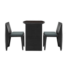 Load image into Gallery viewer, Gardeon 3 Piece PE Wicker Outdoor Table and Chair Set - Black
