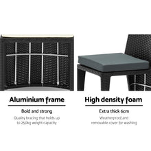 Load image into Gallery viewer, Gardeon 3 Piece PE Wicker Outdoor Table and Chair Set - Black
