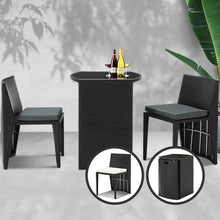 Load image into Gallery viewer, Gardeon 3 Piece PE Wicker Outdoor Table and Chair Set - Black
