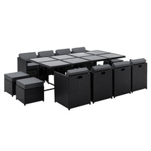 Load image into Gallery viewer, Gardeon Outdoor Dining Set 13 Piece Wicker Table Chairs Setting Black
